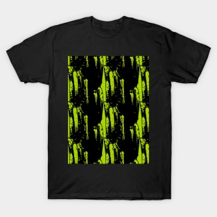 Black abstraction on a bright green background T-Shirt